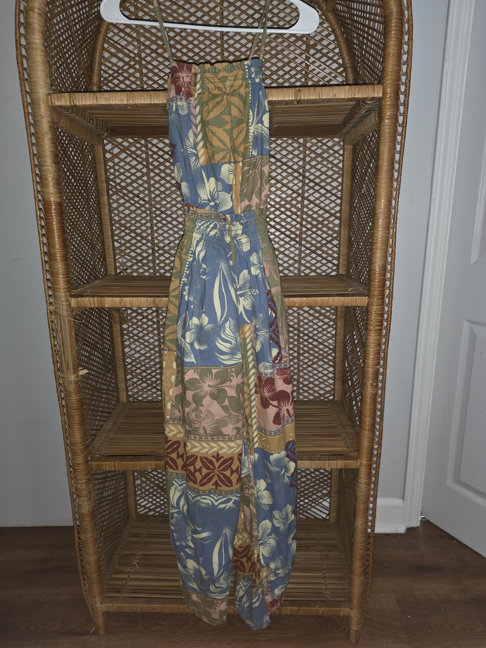 Free People Bohemian Patchwork Floral Jumpsuit Romper - Blue/Green